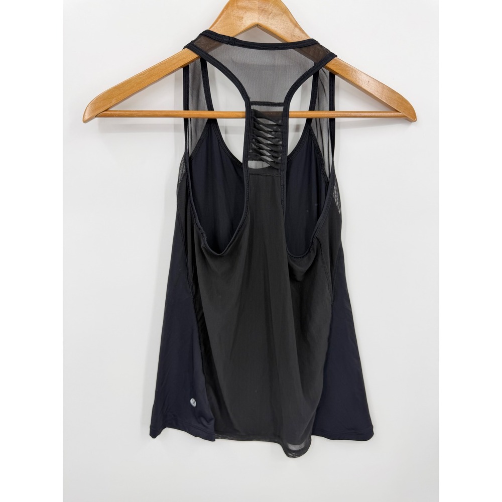 Lululemon sunshine salutation Tank Top sz 2-4 Black Mesh Back Strappy Racerback
